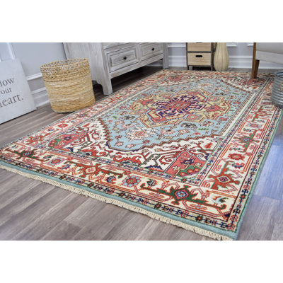 Royal Heriz Transitional Sky Blue Area Rug