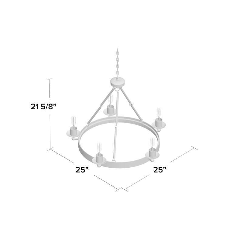 Ravenwood Manor 5 - Light Dimmable Wagon Wheel Chandelier