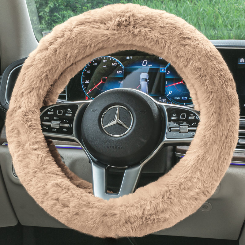 Housse de volant en fausse fourrure Doe16, Beige