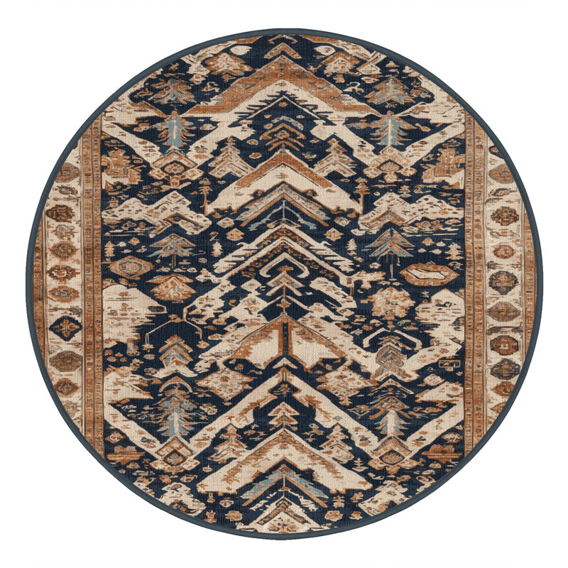 Tapis brun lavable à la machine, Rond 4 pi