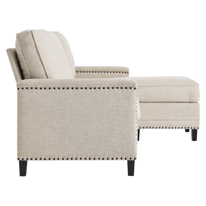 Ashton Upholstered Fabric Sectional Sofa, Beige Polyester