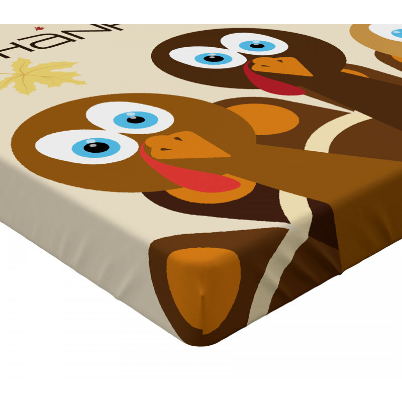 Thanksgiving Turkey Print Queen Microfiber Fitted Sheet