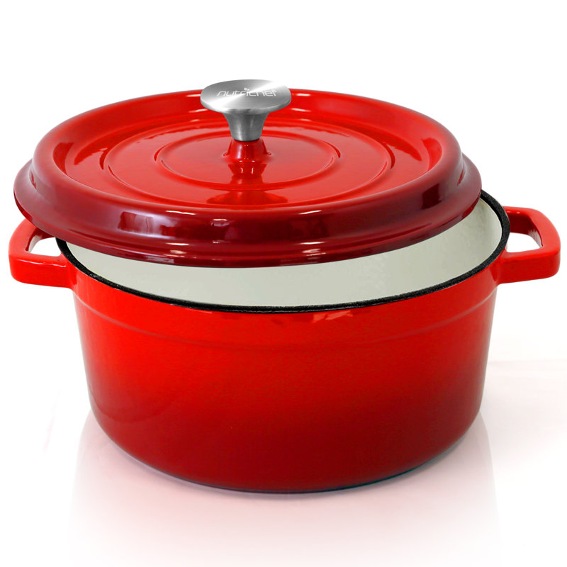 Red 5-Quart Enameled Cast Iron Dutch Oven with Lid