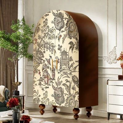 Armoire arquée avec tablettes et tringle à vêtements