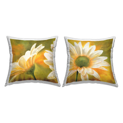 Ensemble de coussins d'extérieur 2 pièces Summer Daisies Sunlit Petals par Pierre Viollet