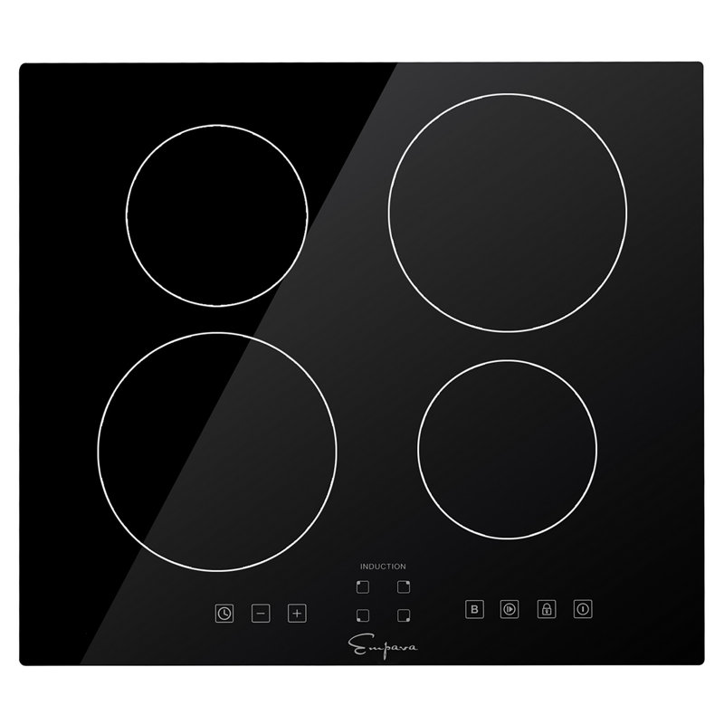Plaque de cuisson électrique 24 po, plaque de cuisson à induction, 4 brûleurs, noir
