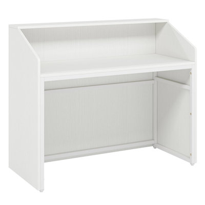 TribeSigns 46.5" Reception Desk, Modern Front Desk Counter Table with Open Shelves