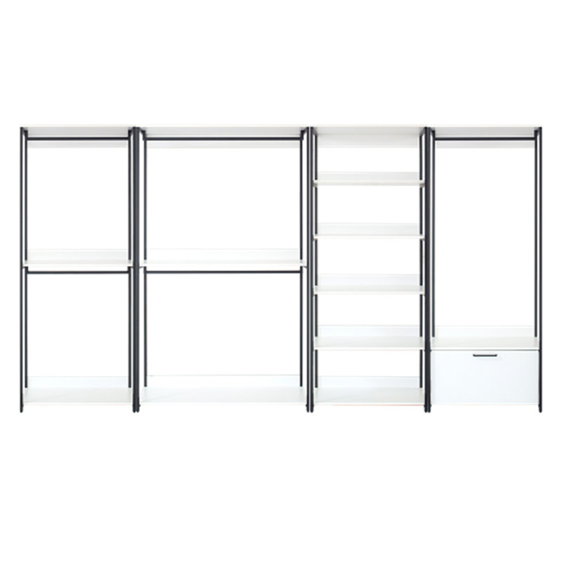 Système d'organisation sur pied en bois blanc avec cadre en métal Fiona