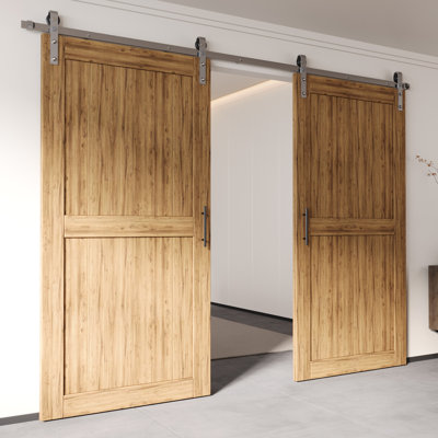 Brushed Nickel Classic Design Non-Bypass Single Track Two Door Hardware Kit (Door Not Included)