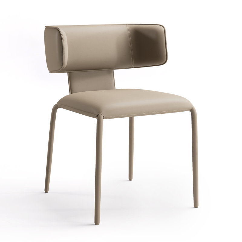 Plush Faux Leather Dining Chair With Padded Seat & Wingback Design - Modern Elegance For Office, Living Room And Kitchen, Tan