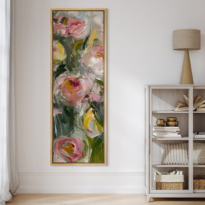 Soft Pink Abstract Floral Bouquet - Large Framed Canvas Master Bedroom Wall Art Print