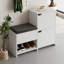 Haven Shoe Bench Stylish Stair-Shaped Shoe Cabinet with Fabric Seat-1576004121