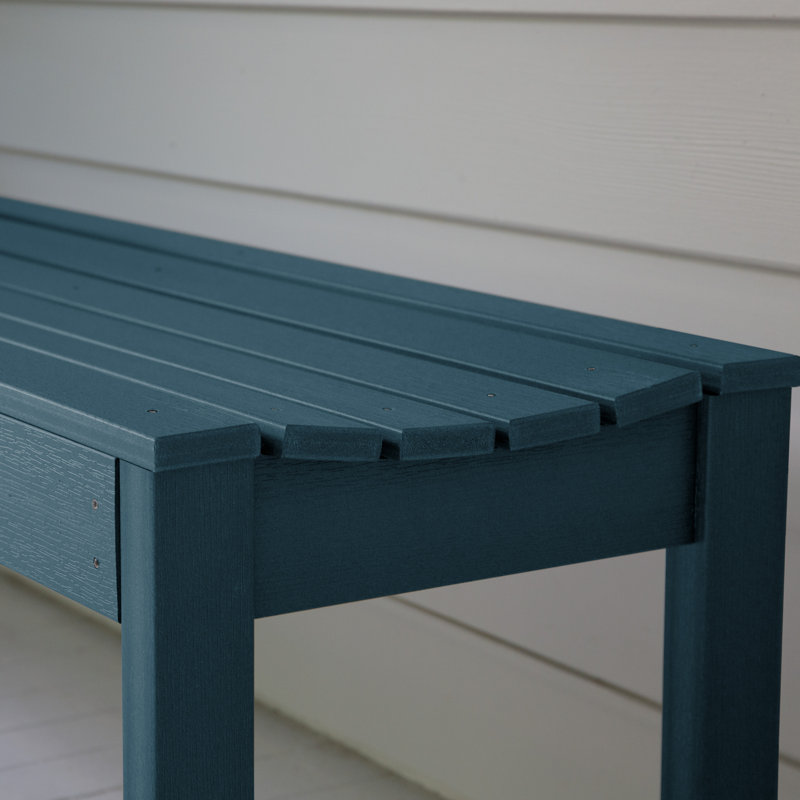 Banc d'extérieur en plastique recyclé Arbnora, H 17,3 po x l 56,8 po x P 15,8 po, Bleu Nantucket