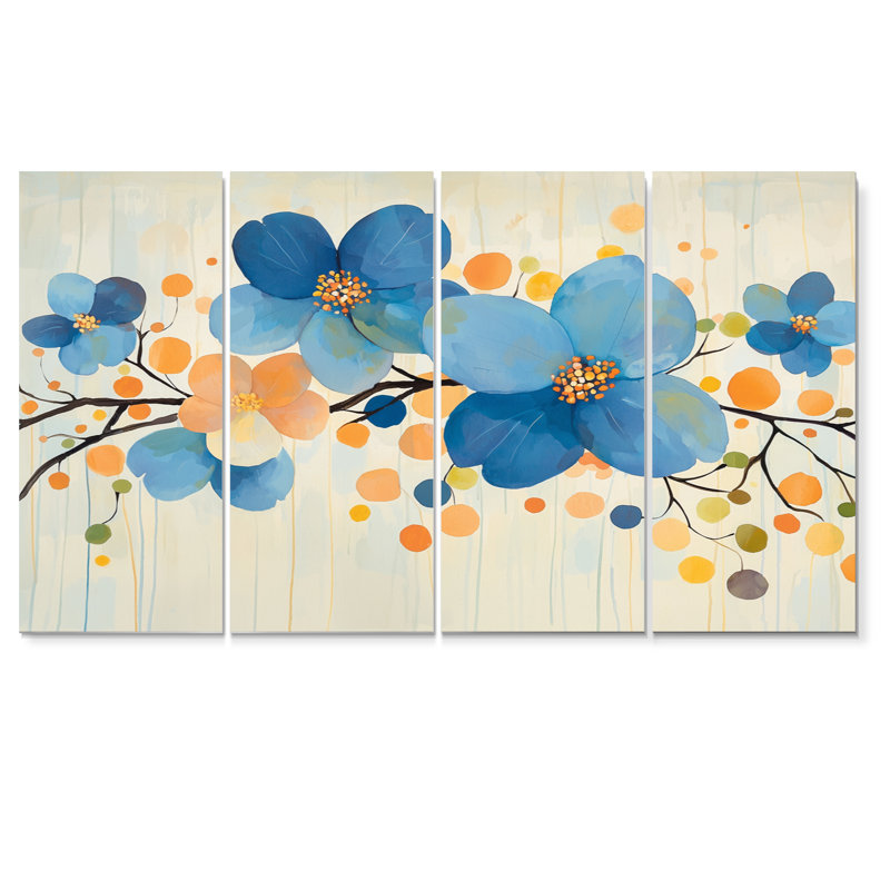 Rosé de couleur douce du cornouiller I - décoration murale cornouiller - art mural traditionnel, H 28 po x l 48 po, 4