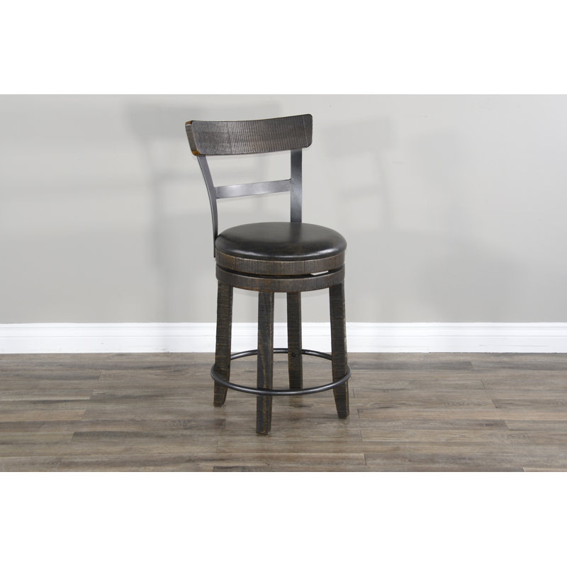 Meilani Swivel Upholstered Counter Stool, Counter Stool (24" Seat Height), Dark Brown