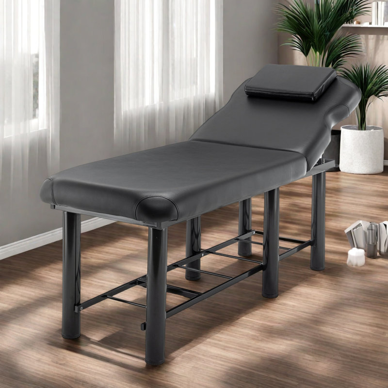 Table de massage 73,3 po en similicuir réglable, Noir