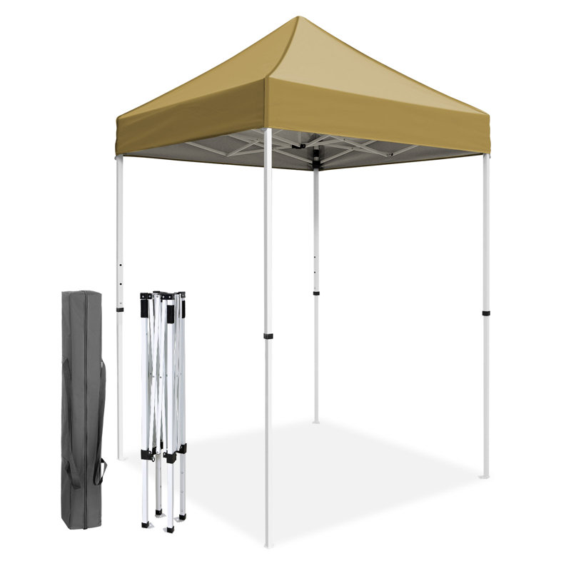 Yellow 5x5 Portable Adjustable Height Canopy Tent with White Frame