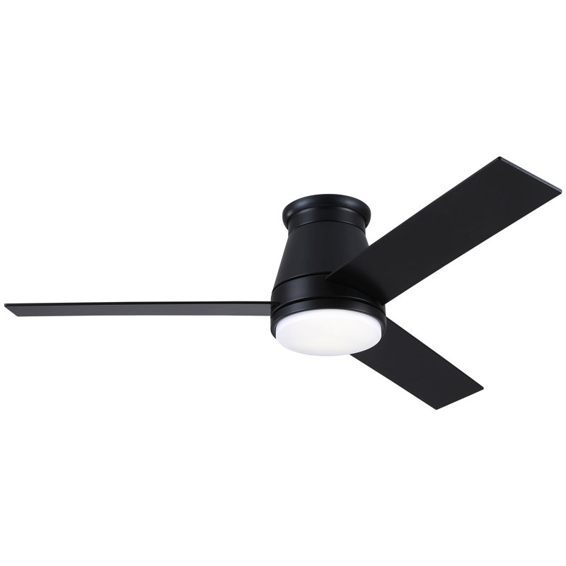 48" Black Lowe Profile Ceiling Fan With Light For Indoor