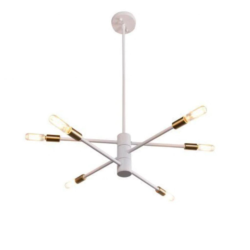 Lustre en acier à 6 lumières Yudi, Blanc / or doux