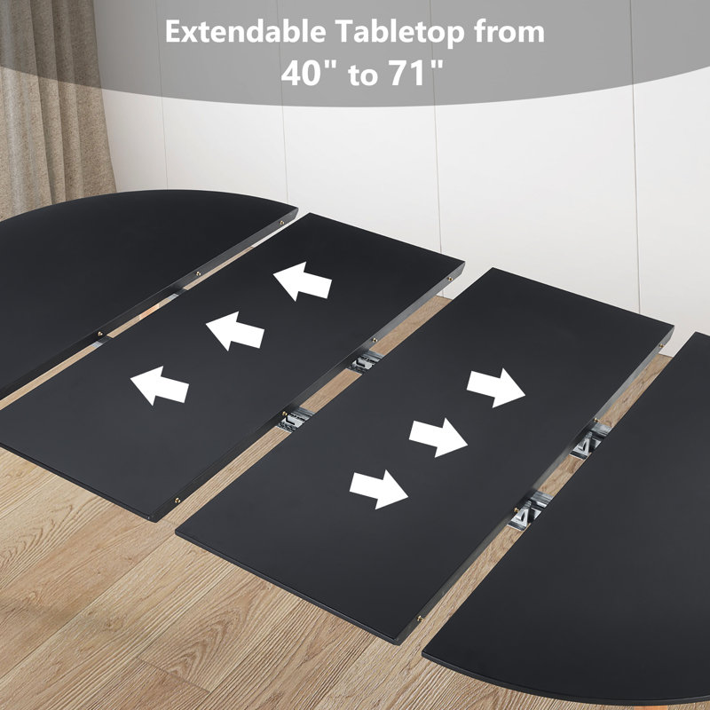 Extensible table,DINING TABLE,OFFICE TABLE,COFFEE TABLE, Black, Natural