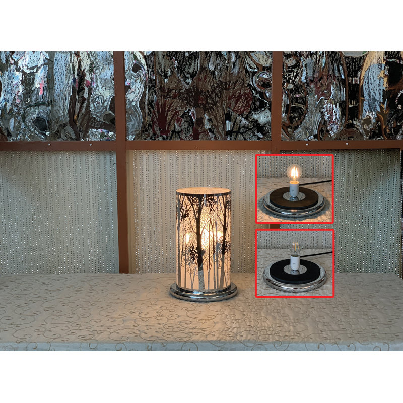 Lampe de table argentée Haya, H 15,1 po x l 9,5 po x P 9,5 po