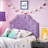 Contemporary Purple Twin Headboard With Fashionable Diamond Stitch And Nailhead Ornaments Sized Artistic Trim-1111678376