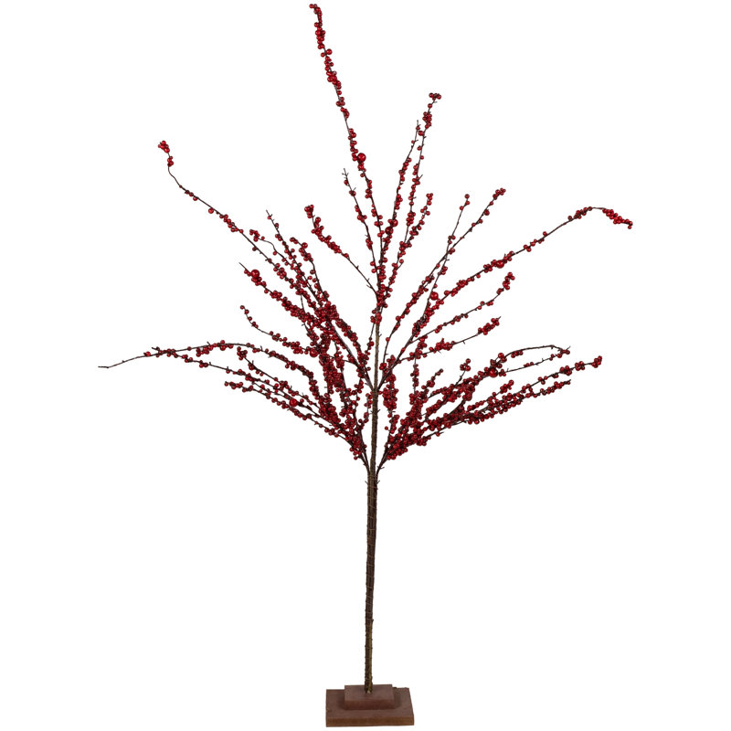 50" Artificial Red Berry Twig Christmas Tree with Square Stand