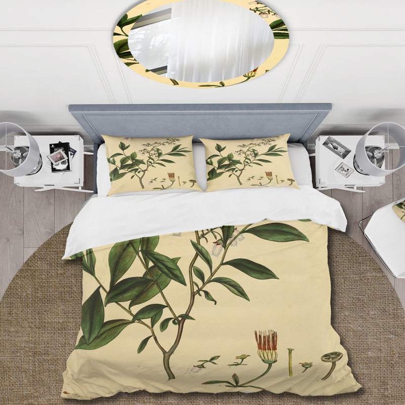 Ensemble de housse de couette traditionnel Vintage Plant Life V - microfibre de polyester