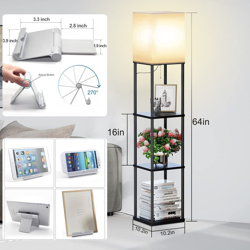 Rabee 64'' Black LED Column Floor Lamp