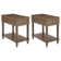 24" Tall Rustic Solid Wood End Table With Built-In Power Outlet And USB Port