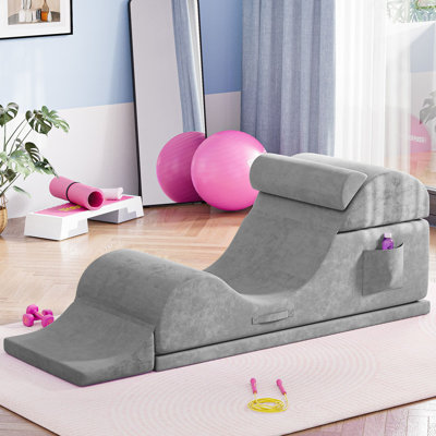  2-in-1 Foldable Yoga Chair with Removable Washable Cover, Ergonomic Chaise Lounge and Bed Bench for Home Studio