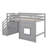 Twin Size Loft Bed With Storage Staircase And Window-119971408