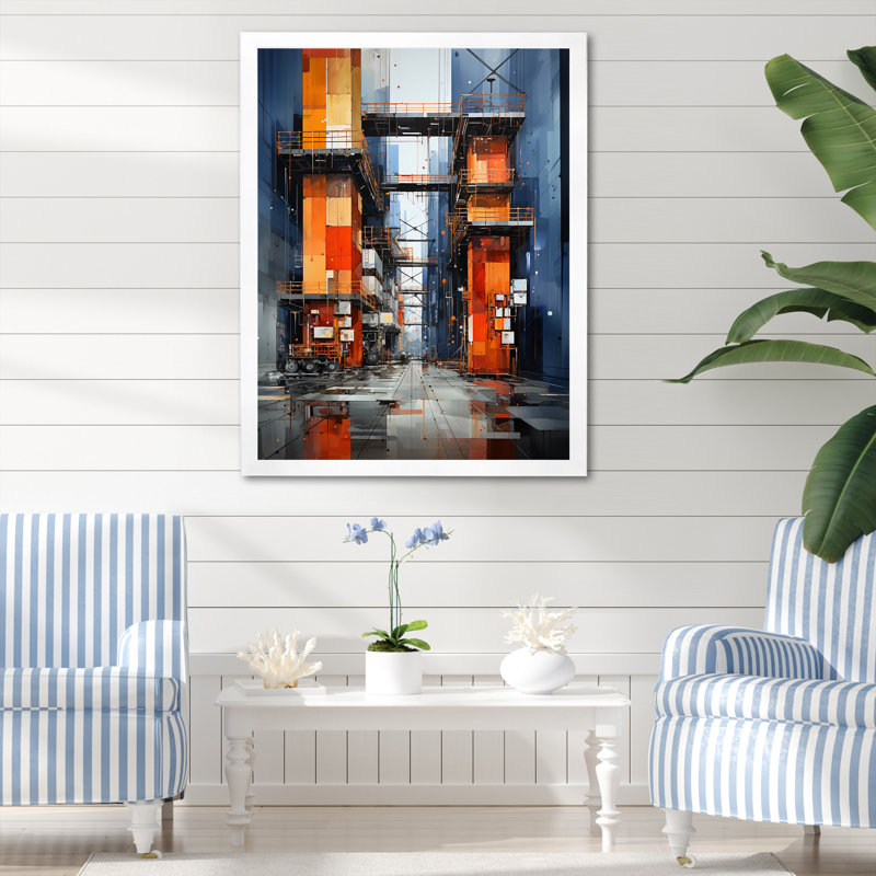 Port Symphonie industrielle sur toile, Cadre photo blanc, H 40 po x l 30 po x P 1,5 po