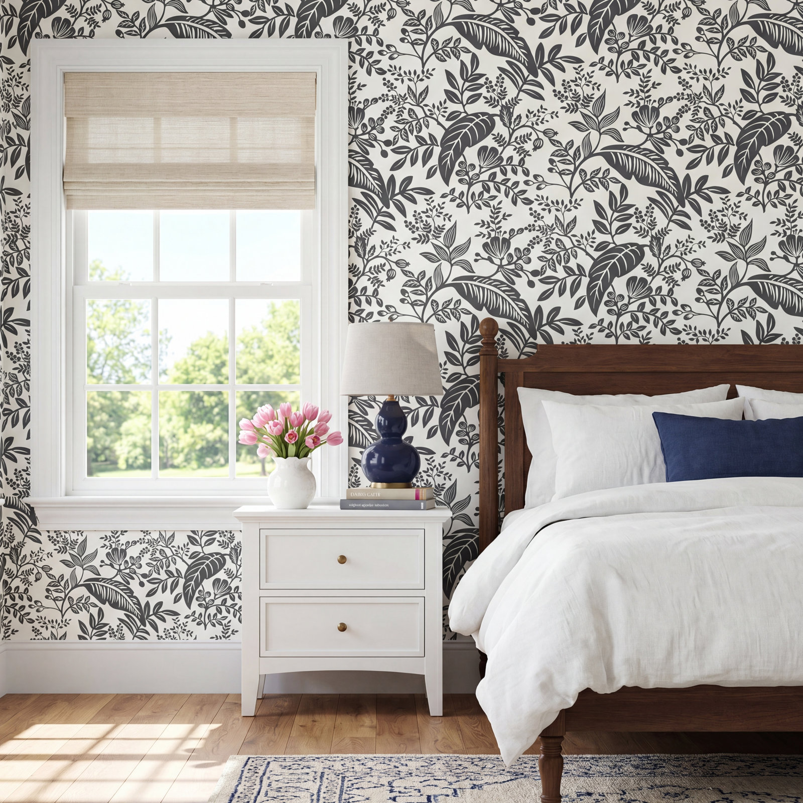 Rifle Paper Co. Canopy Wallpaper Double Roll, Black/White