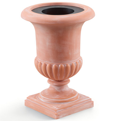 24.4" Tall Plastic Roman Urn Planter, Lightweight Flower Pot with Drainage Hole, Detachable Ring, Square Base, Handcrafted Charm, Large Planters for Indoor Outdoor Patio Garden