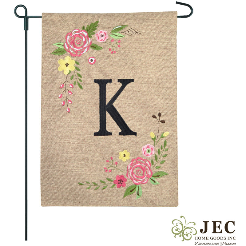 Mélange de polyester à 2 côtés 18 x 13 po spring rose drapeau de jardin, K