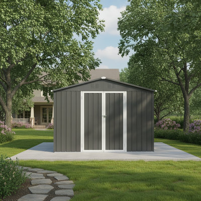 Remises extérieures en métal 10 x 12 pi, gris