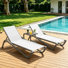 Chaise longue inclinable avec table pour le jardin et la piscine Hester