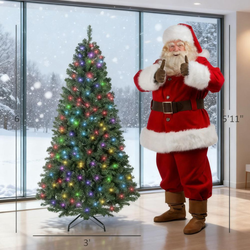 Crayon arbre de Noël artificiel avec branches colorées et lumières DEL | Idée de cadeau
