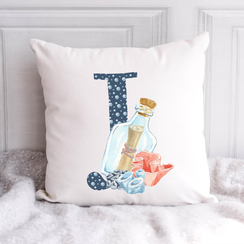 Nautical Sea Life_243 - Coussin décoratif avec coussin décoratif, H 14 po x l 14 po