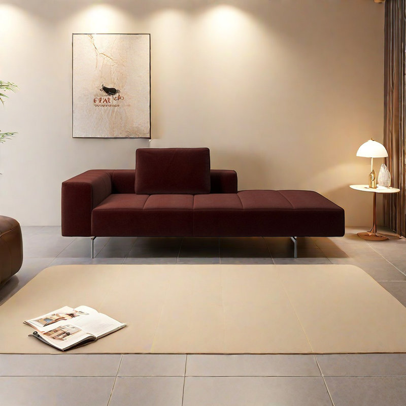 Chaise longue en similicuir lisse, Rouge profond