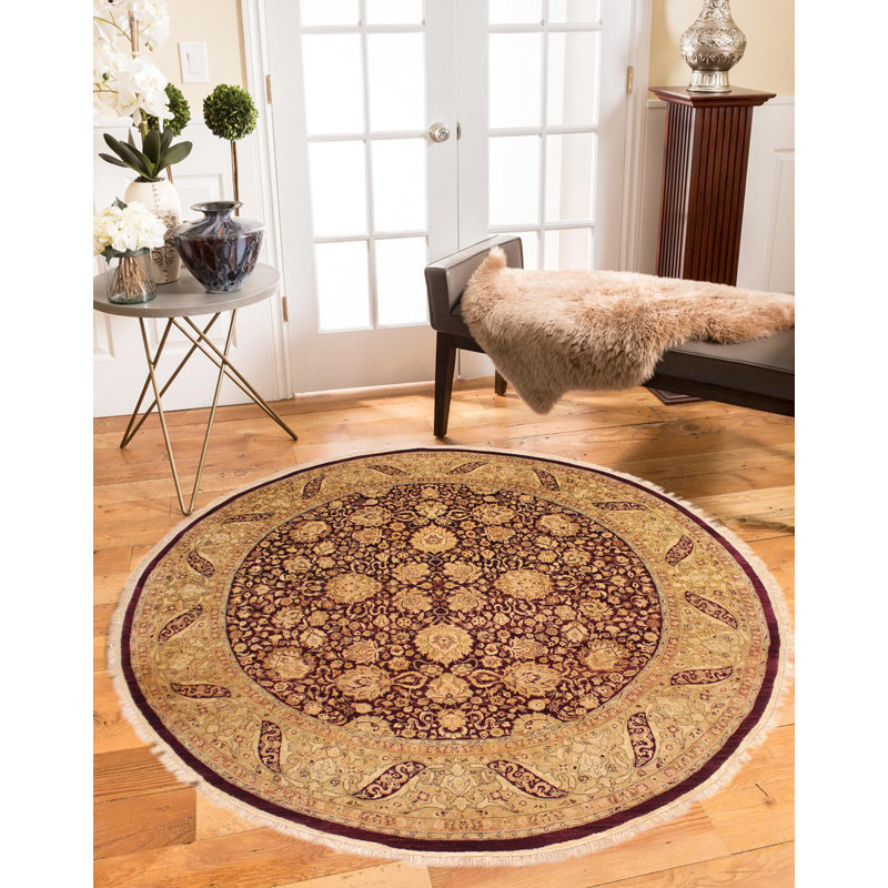 Tapis oriental beige en laine noué à la main 8 pi Geismar