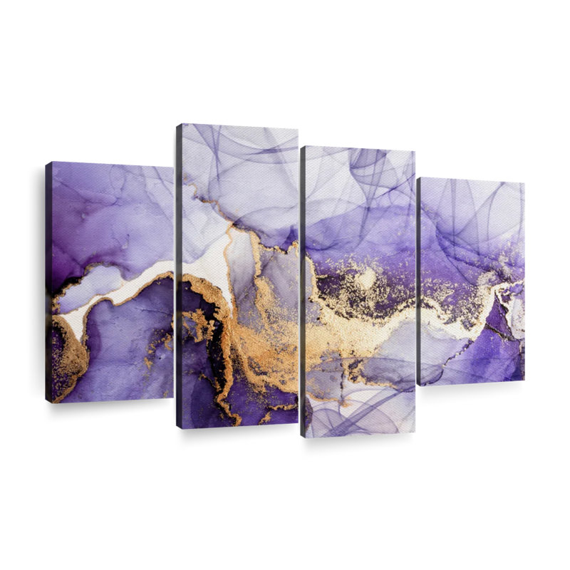 «Purple Haze Abstract», reproduction sur toile tendue de 4 pièces, H 32 po x l 52 po x P 1,25 po