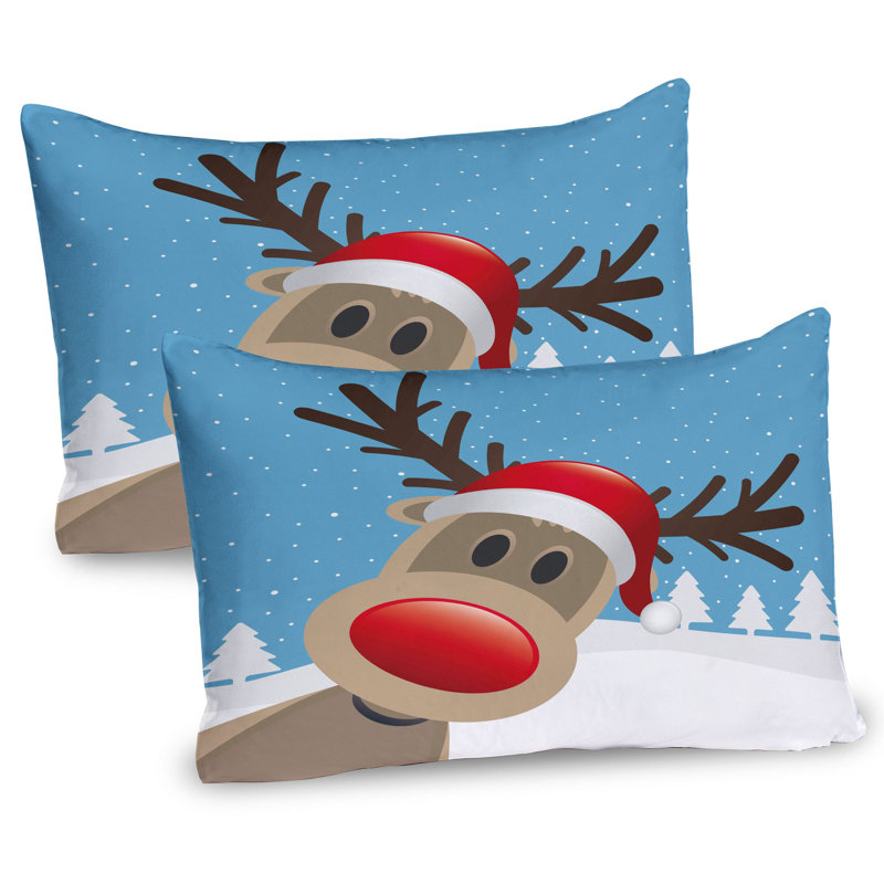 Ensemble de 2 taies décoratives de Noël Ambesonne Rudolph, H 20 po x l 36 po