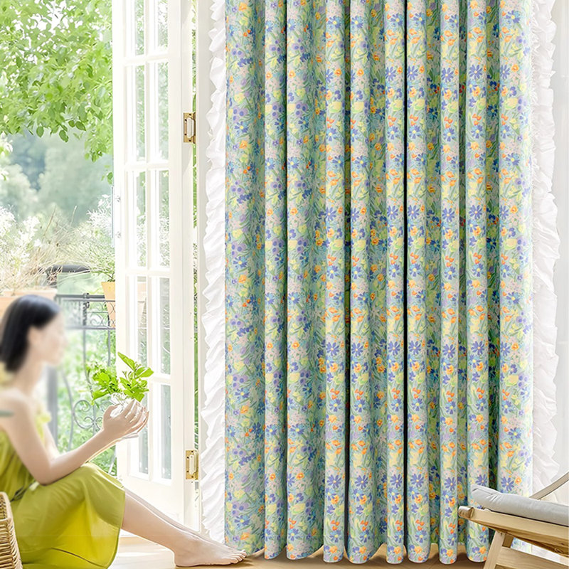 Rideaux à motif floral pour rideaux de fenêtre à motifs pour la salle à manger 2 panneaux, L 70 po x L 78 po
