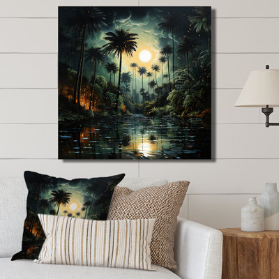 " Green Palm Trees Pointillism II "