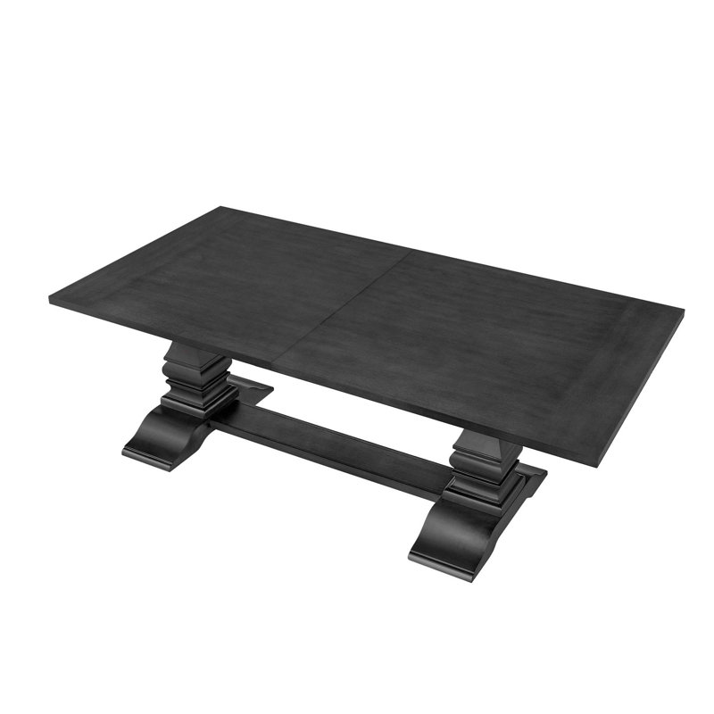 Korhonen 102-Inch Extendable Wooden Dining Table, Dark Oak
