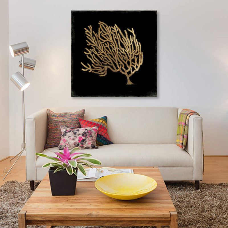 « gold corail iv », reproduction d’impression sur toile, H 26 po x l 26 po x P 1,5 po