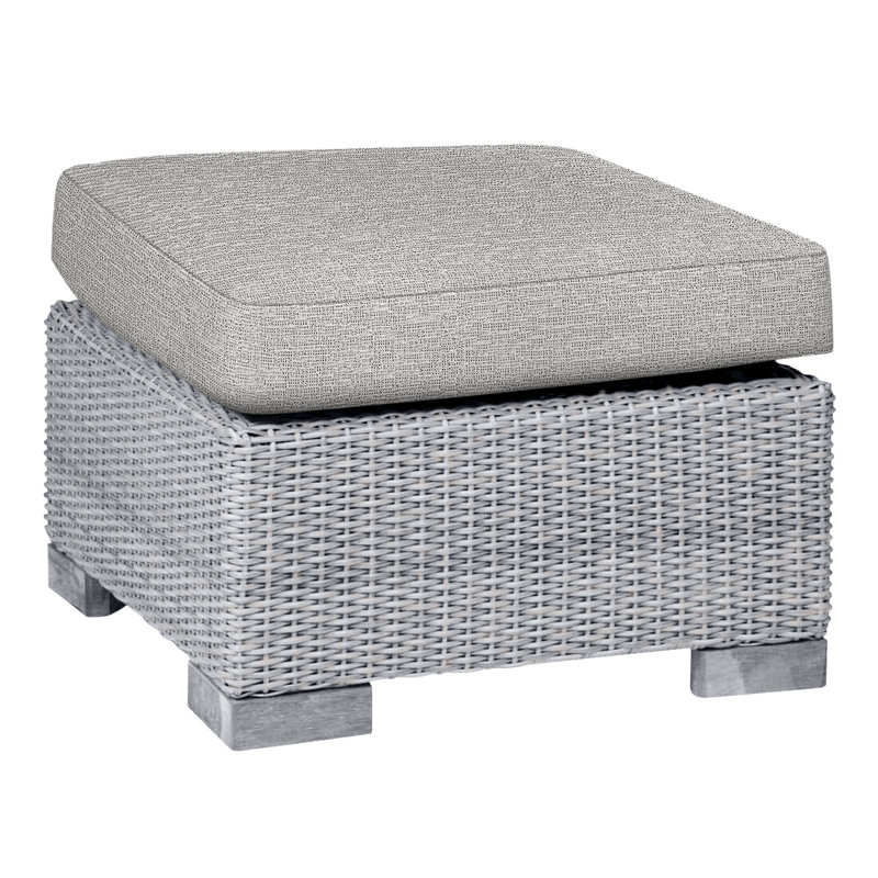Club N-Dura Resin Wicker Outdoor Woven Ottoman, Pas de soudure, Tweed caramel, Huître