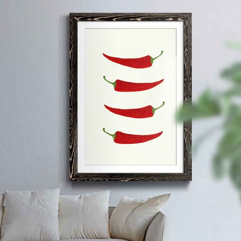 Hot Peppers - Reproduction d'art sur papier encadrée, H 37,5 po x l 27,5 po x P 1,5 po, Papier encadré noir